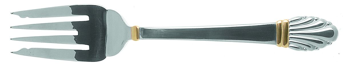 Golden Adria (Stainless, Gold Accent) Medium Solid Cold Meat Serving Fork by Gorham Silver-1