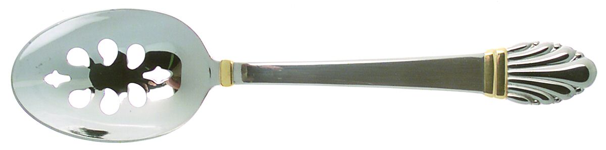 Golden Adria (Stainless, Gold Accent) Pierced Tablespoon (Serving Spoon) by Gorham Silver-1