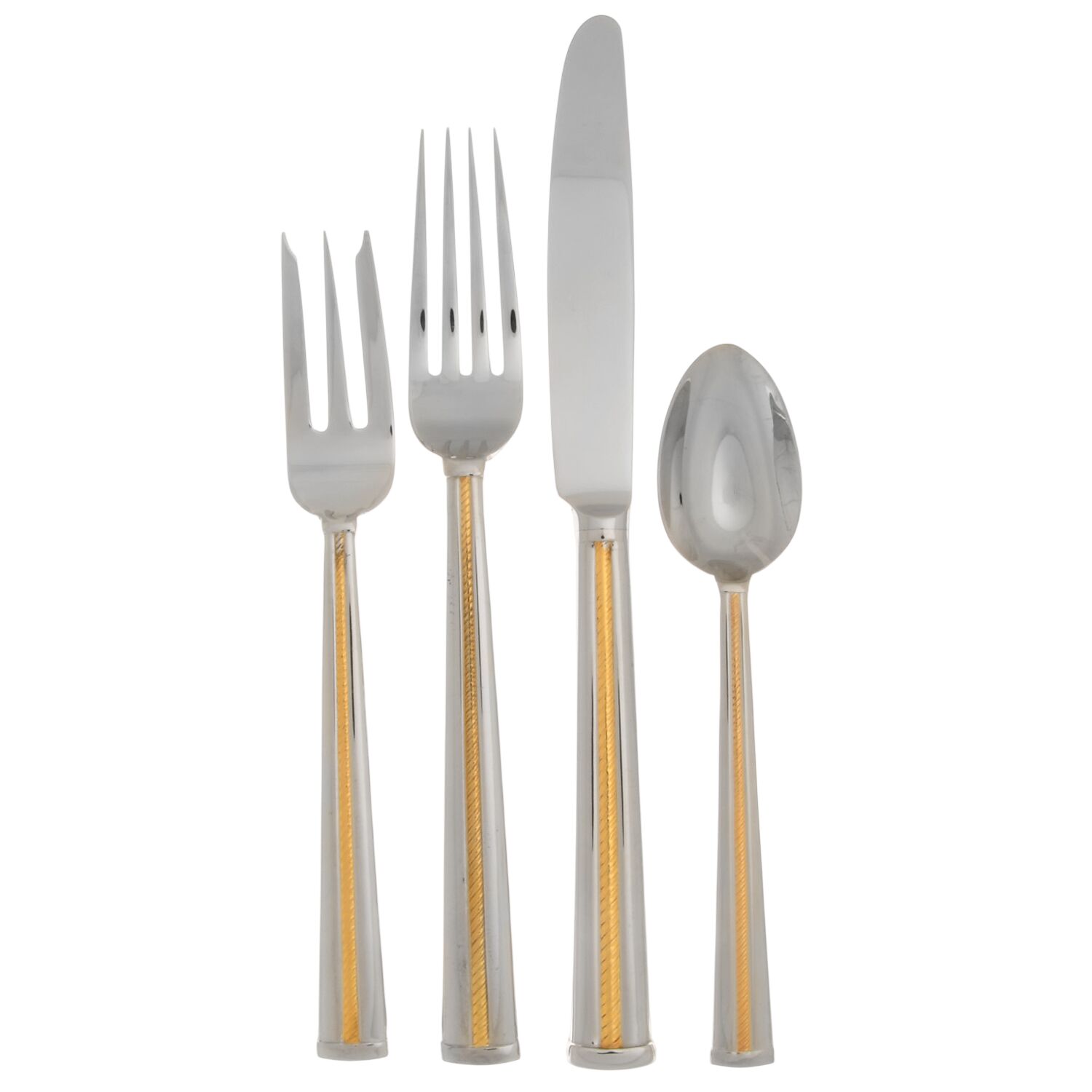 Golden Brocade (Stainless, Gold Accent) 4 Piece Place Setting by Gorham Silver-1