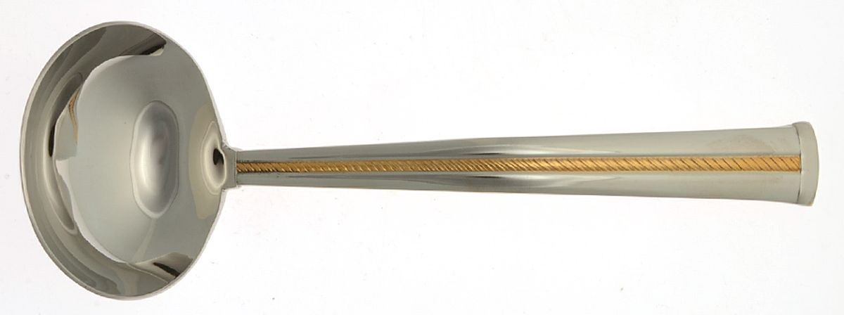 Golden Brocade (Stainless, Gold Accent) Solid Gravy Ladle by Gorham Silver-1