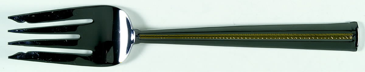 Golden Brocade (Stainless, Gold Accent) Medium Solid Cold Meat Serving Fork by Gorham Silver-1