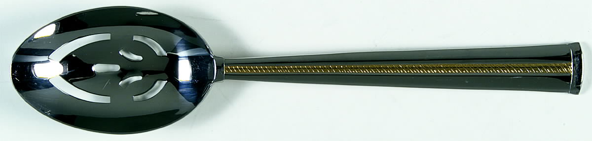 Golden Brocade (Stainless, Gold Accent) Pierced Tablespoon (Serving Spoon) by Gorham Silver-1