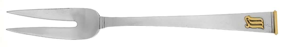 Gold Cipher (Sterling, 1952) Medium Solid Cold Meat Serving Fork by Gorham Silver-1