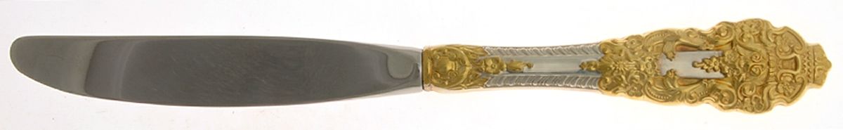 Golden Crown Baroque (Sterling, Full Gold Accent) Hollow Modern Knife by Gorham Silver-1
