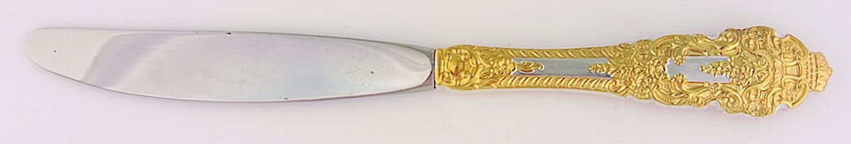 Golden Crown Baroque (Sterling, Full Gold Accent) Modern Hollow Knife by Gorham Silver-1