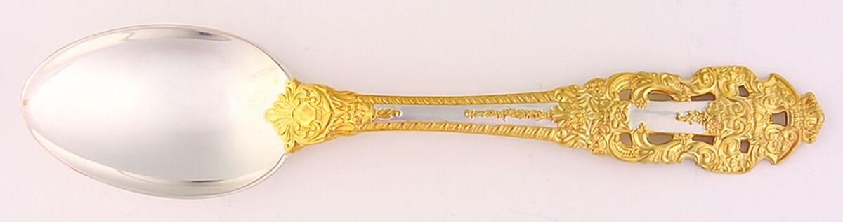 Golden Crown Baroque (Sterling, Full Gold Accent) Dessert/Oval Soup Spoon by Gorham Silver-1