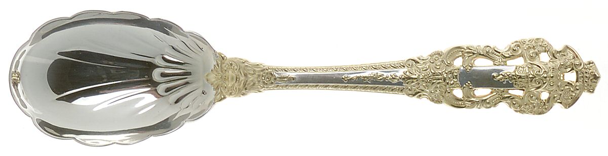 Golden Crown Baroque (Sterling, Full Gold Accent) Sugar Shell Spoon by Gorham Silver-1
