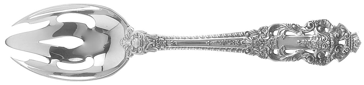 Golden Crown Baroque (Sterling, Full Gold Accent) Pierced Tablespoon (Serving Spoon) by Gorham Silver-1