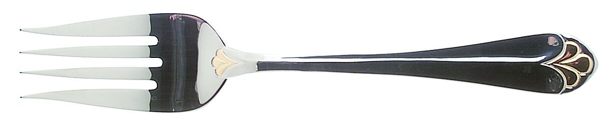 Golden Legacy (Stainless, Gold Accent) Medium Solid Cold Meat Serving Fork by Gorham Silver-1