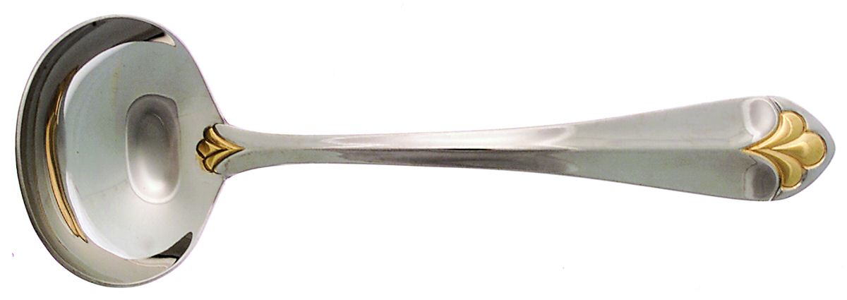 Golden Legacy (Stainless, Gold Accent) Solid Gravy Ladle by Gorham Silver-1