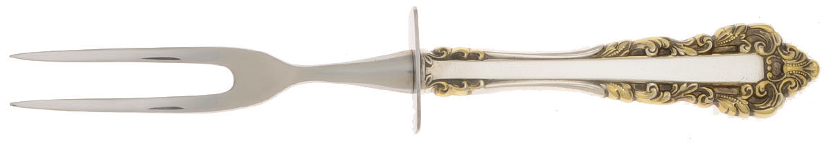 Golden Medici (Sterling, 1971) Small Steak Carving Fork with Stainless Prongs by Gorham Silver-1