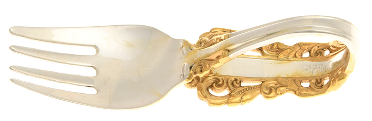 Golden Medici (Sterling, 1971) Baby Fork with Curved Handle HC by Gorham Silver-1
