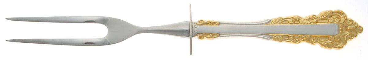 Golden Medici (Sterling, 1971) Small Steak Carving Fork with Stainless Prongs by Gorham Silver-1