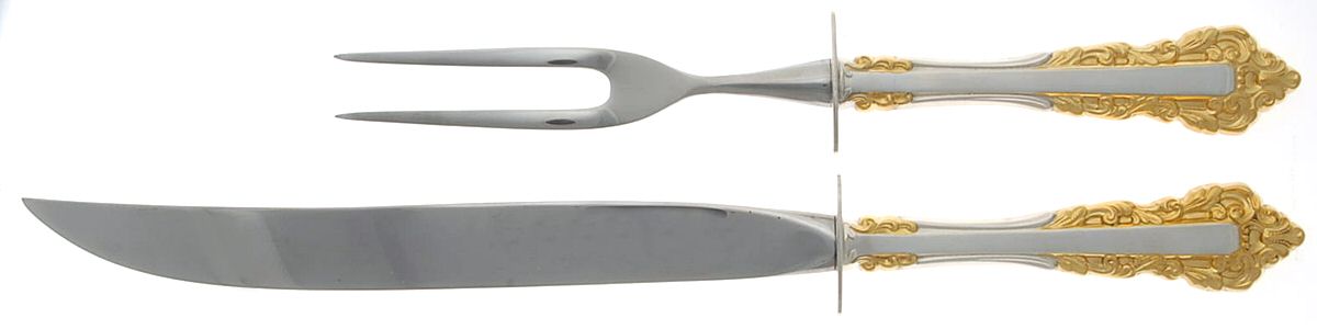 Golden Medici (Sterling, 1971) Small 2-Piece Steak Carving Set w/Stainless Blade by Gorham Silver-1