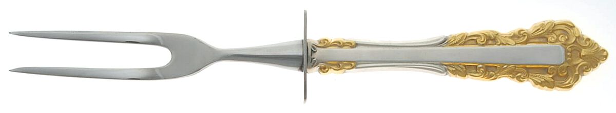 Golden Medici (Sterling, 1971) Small Steak Carving Fork with Stainless Prongs by Gorham Silver-1