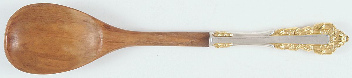 Golden Medici (Sterling, 1971) Salad Serving Spoon with Wooden Bowl by Gorham Silver-1