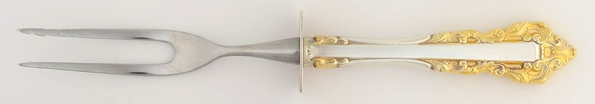 Golden Medici (Sterling, 1971) Large Stainless-Prong Roast Carving Fork by Gorham Silver-1