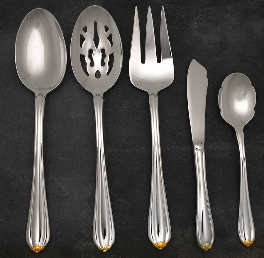 Golden Melon Bud (Stainless-Gold) 5 Piece Hostess Set by Gorham Silver-1