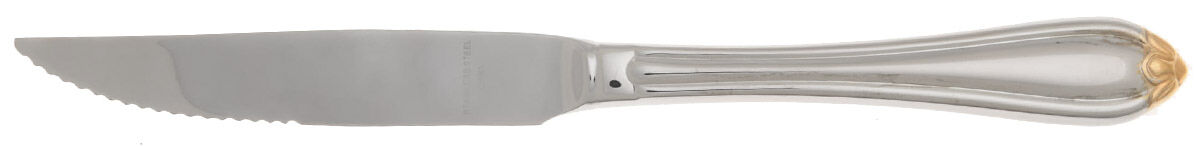 Golden Melon Bud (Stainless-Gold) Steak Knife Individual Hollow, Serrate HC by Gorham Silver-1