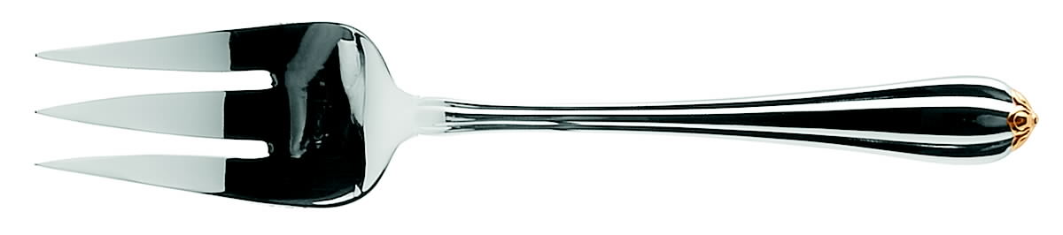 Golden Melon Bud (Stainless-Gold) Medium Solid Cold Meat Serving Fork by Gorham Silver-1