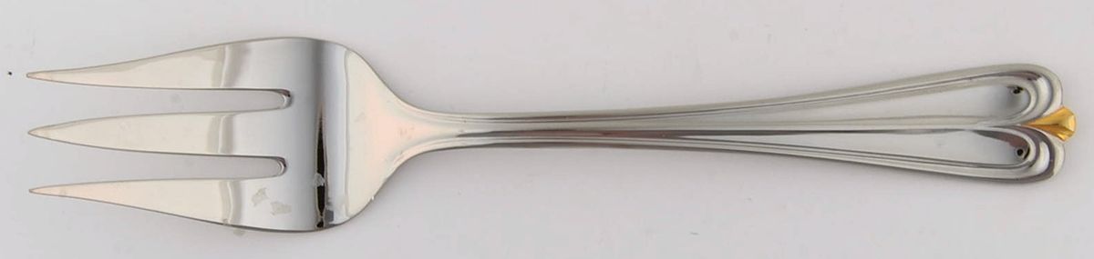 Golden Overture (Stainless, Gold Accent) Medium Solid Cold Meat Serving Fork by Gorham Silver-1