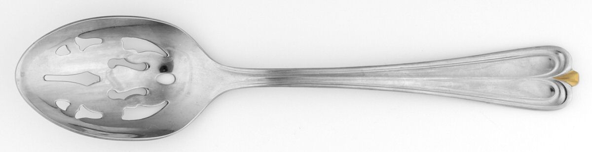 Golden Overture (Stainless, Gold Accent) Pierced Tablespoon (Serving Spoon) by Gorham Silver-1