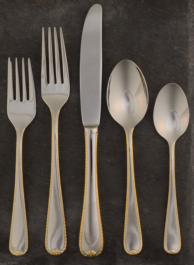 Gorham Silver Ribbon Edge Frosted Stainless Steel Spoon – 8 Inch, Silver