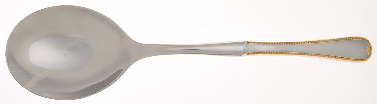 Golden Ribbon Edge (Stainless, Gold Accent) Casserole Spoon with Smooth Stainless Bowl HC by Gorham Silver-1