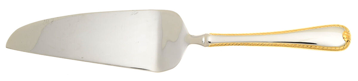 Golden Ribbon Edge (Stainless, Gold Accent) Pie and Cake Server with Stainless Blade HC by Gorham Silver-1