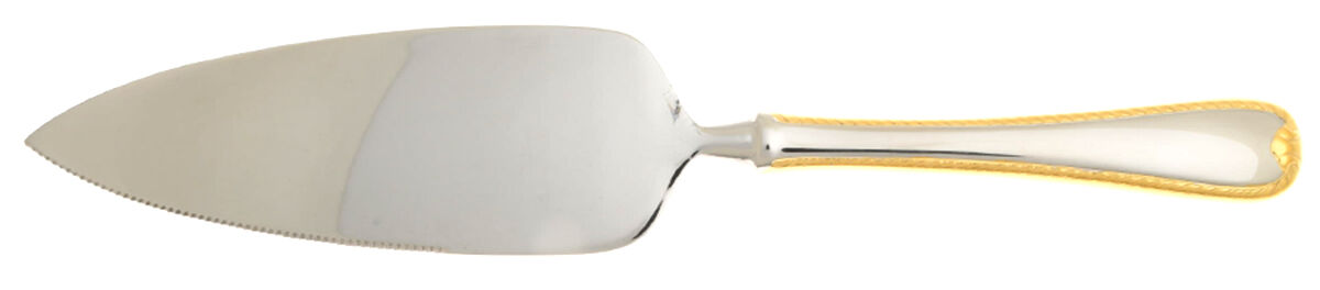 Golden Ribbon Edge (Stainless, Gold Accent) Pie Server with Serrated Stainless Blade HC by Gorham Silver-1