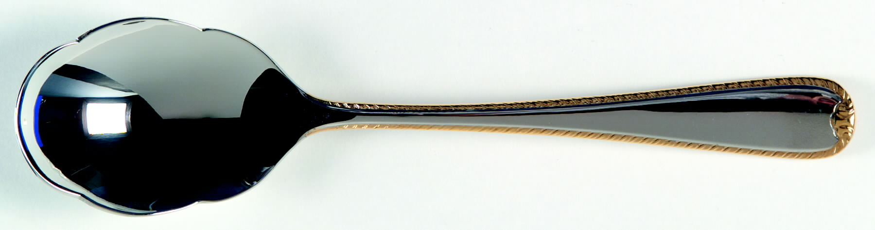 Golden Ribbon Edge (Stainless, Gold Accent) Sugar Spoon by Gorham Silver-1