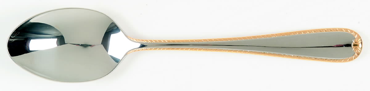 Golden Ribbon Edge (Stainless, Gold Accent) Place/Oval Soup Spoon by Gorham Silver-1