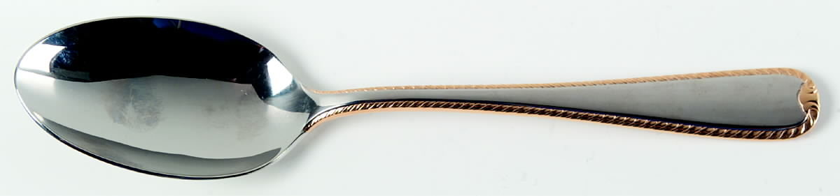 Golden Ribbon Edge (Stainless, Gold Accent) Tablespoon (Serving Spoon) by Gorham Silver-1