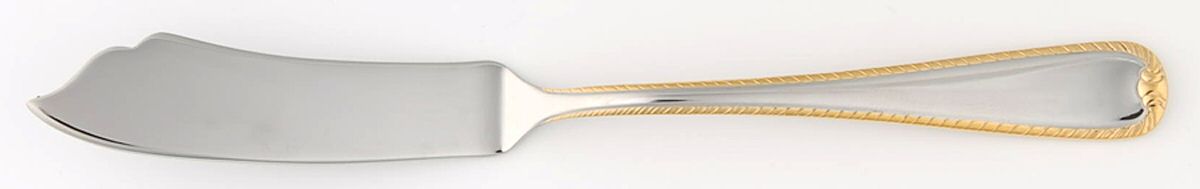Golden Ribbon Edge (Stainless, Gold Accent) Flat Handle Master Butter Knife by Gorham Silver-1
