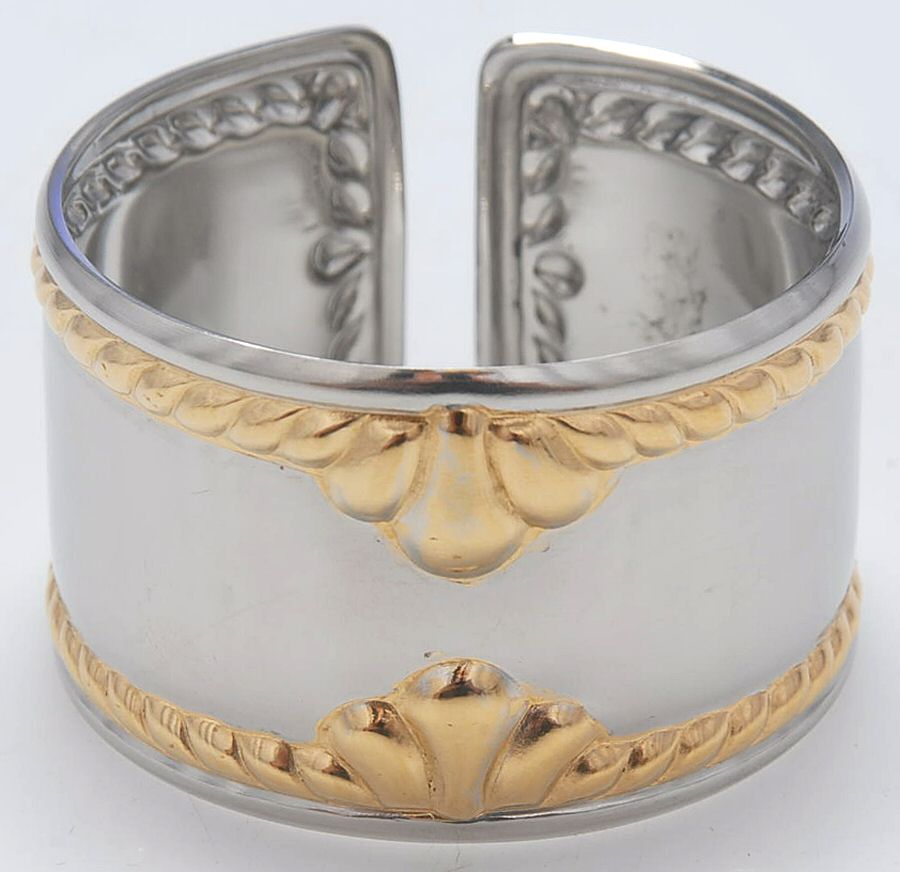 Golden Ribbon Edge (Stainless, Gold Accent) Napkin Ring by Gorham Silver-1