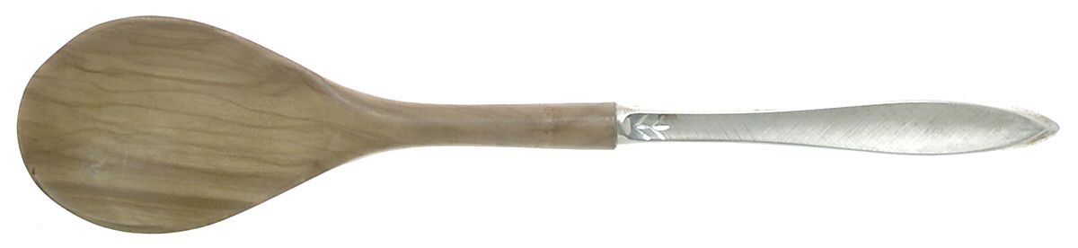 Gossamer (Sterling, 1965, No Monograms) Salad Serving Spoon with Wooden Bowl by Gorham Silver-1