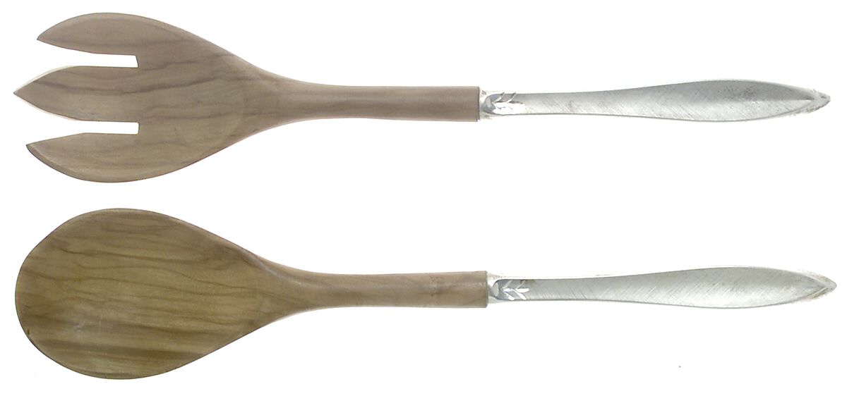 Gossamer (Sterling, 1965, No Monograms) Wooden Bowl 2-Piece Salad Set by Gorham Silver-1