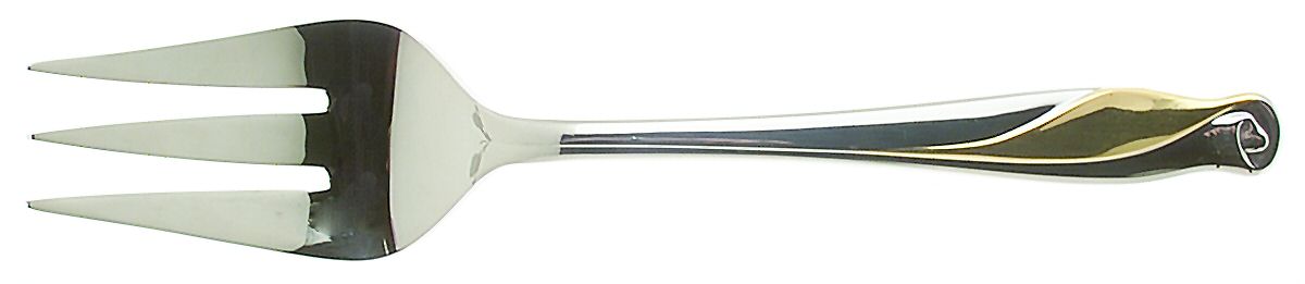 Golden Spring Bud (Stainless-Gold) Medium Solid Cold Meat Serving Fork by Gorham Silver-1