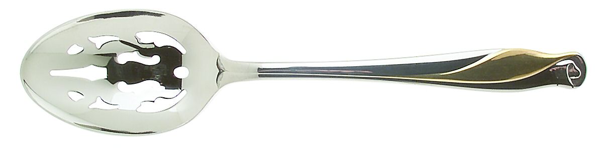 Golden Spring Bud (Stainless-Gold) Pierced Tablespoon (Serving Spoon) by Gorham Silver-1