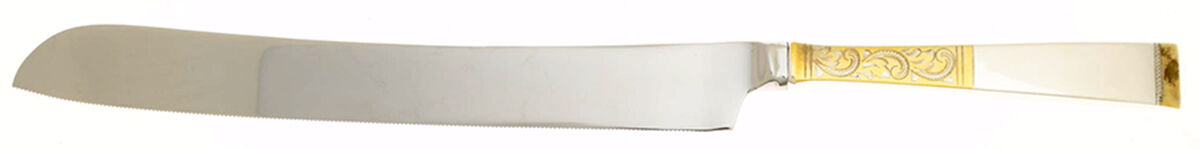 Golden Scroll (Sterling, 1977) Wedding Cake Knife with Stainless Blade HC by Gorham Silver-1