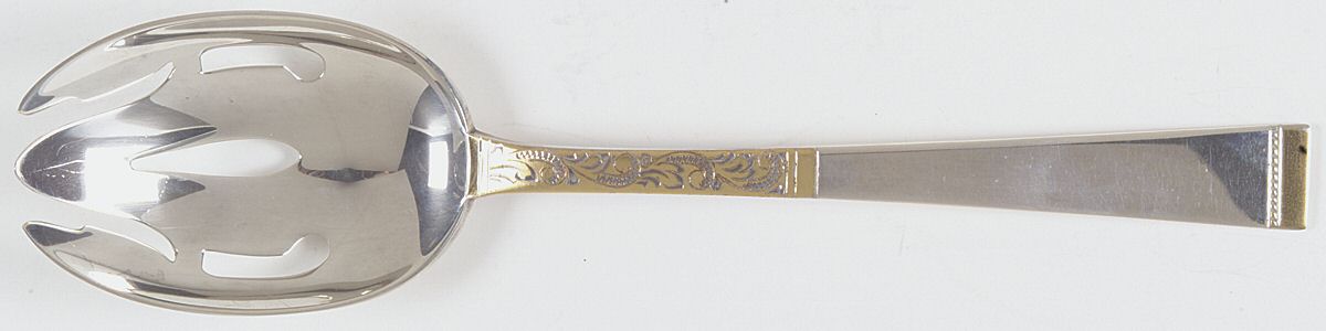 Golden Scroll (Sterling, 1977) Pierced Tablespoon (Serving Spoon) by Gorham Silver-1