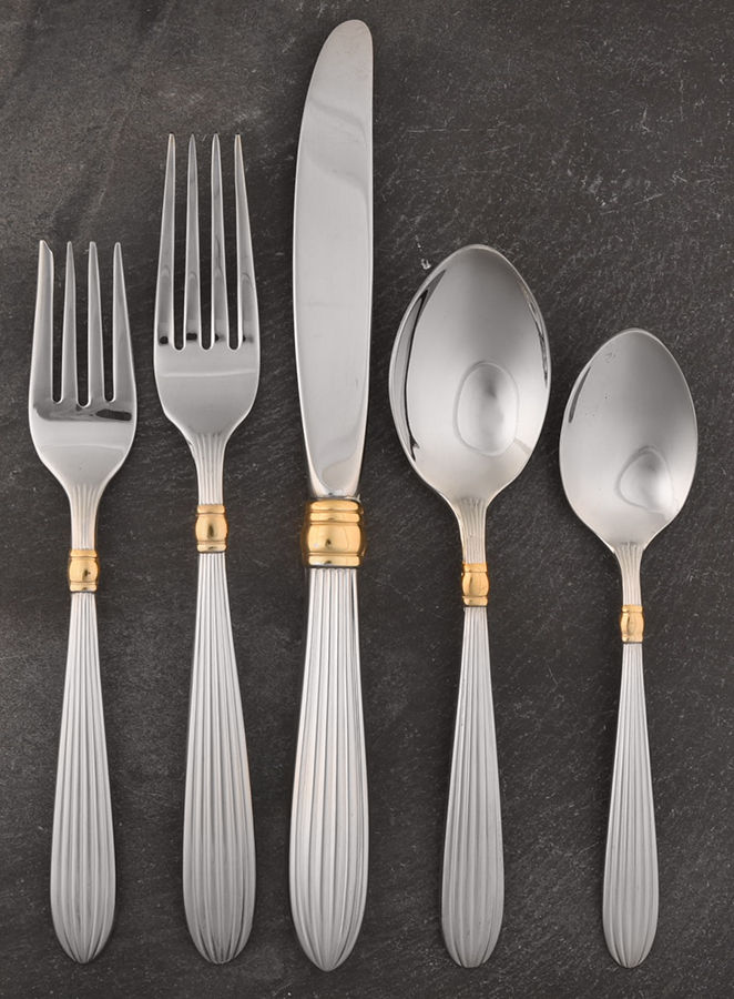 Golden Squire (Stainless, Gold Accent) 5 Piece Place Setting by Gorham Silver-1