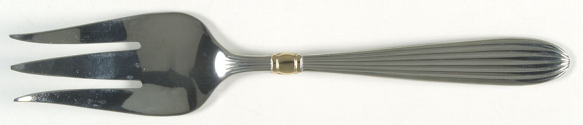 Golden Squire (Stainless, Gold Accent) Medium Solid Cold Meat Serving Fork by Gorham Silver-1