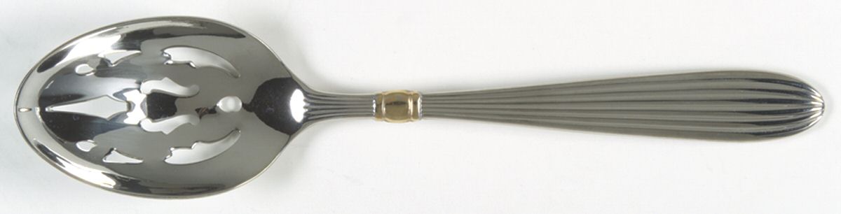 Golden Squire (Stainless, Gold Accent) Pierced Tablespoon (Serving Spoon) by Gorham Silver-1