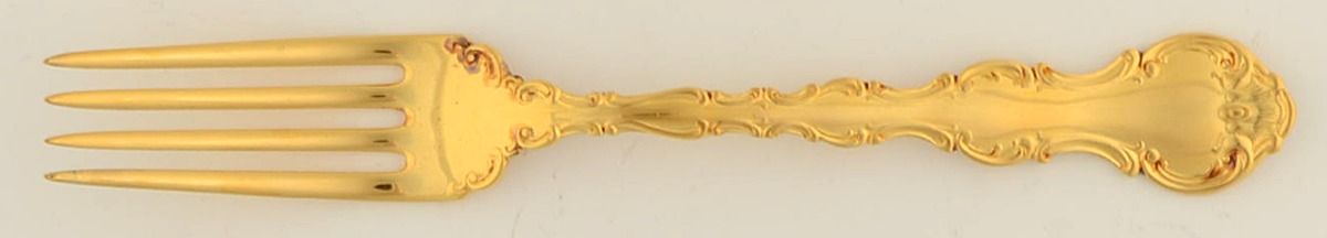 Golden Strasbourg (Sterling, Gold Vermeil) Fork by Gorham Silver-1