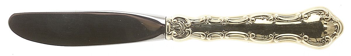 Golden Strasbourg (Sterling, Gold Vermeil) Modern Hollow Butter Spreader (Stainless) by Gorham Silver-1
