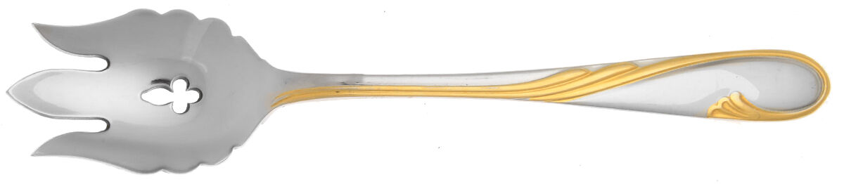 Golden Swirl (Stainless-Gold) Vegetable Serving Fork Solid  HC by Gorham Silver-1