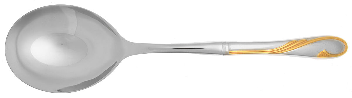 Golden Swirl (Stainless-Gold) Casserole Spoon with Smooth Stainless Bowl HC by Gorham Silver-1