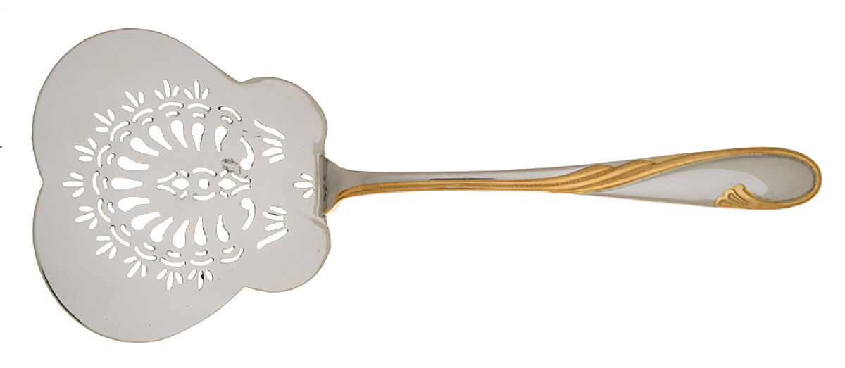 Golden Swirl (Stainless-Gold) Pierced Egg Server Solid Stainless HC by Gorham Silver-1