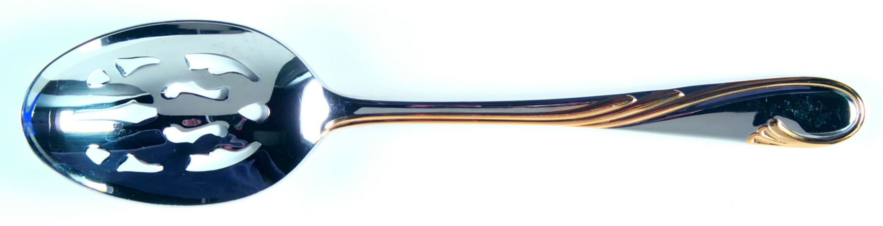 Golden Swirl (Stainless-Gold) Pierced Tablespoon (Serving Spoon) by Gorham Silver-1